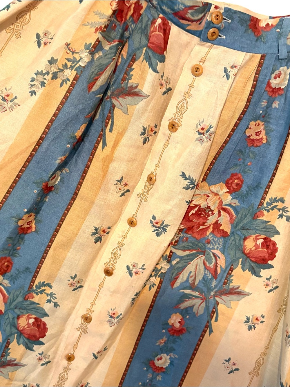 Vintage 90s Ralph Lauren Country floral linen high waisted midi skirt - Picture 4 of 7